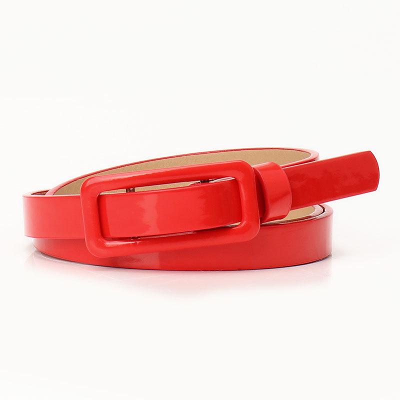No Perforated Patent Leather Buckle Women'S Belt Jeans Dress Decorative Belt Candy-Colored Small Belt
