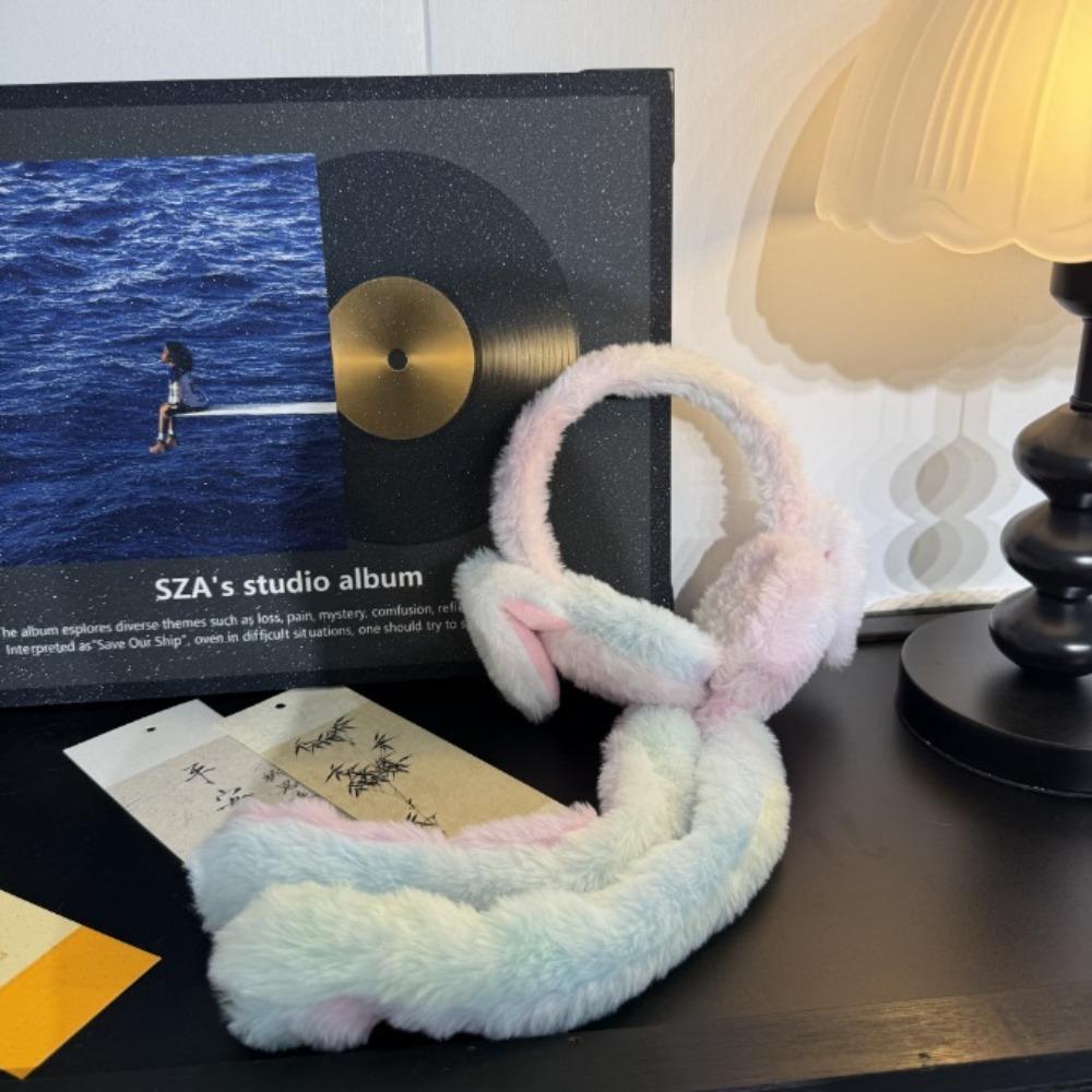 Cute Rabbit Ear Muffs Soft Colorful Winter Warm Earmuffs Moving Jumping Ears Ear Protection Cover for Women Girls