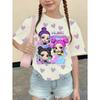 Kpop Cartoon Graphic Girls T-Shirt Casual Round-Neck T-Shirt Suitable for Girls Kids Gift Short Sleeve Tops Children's Clothing