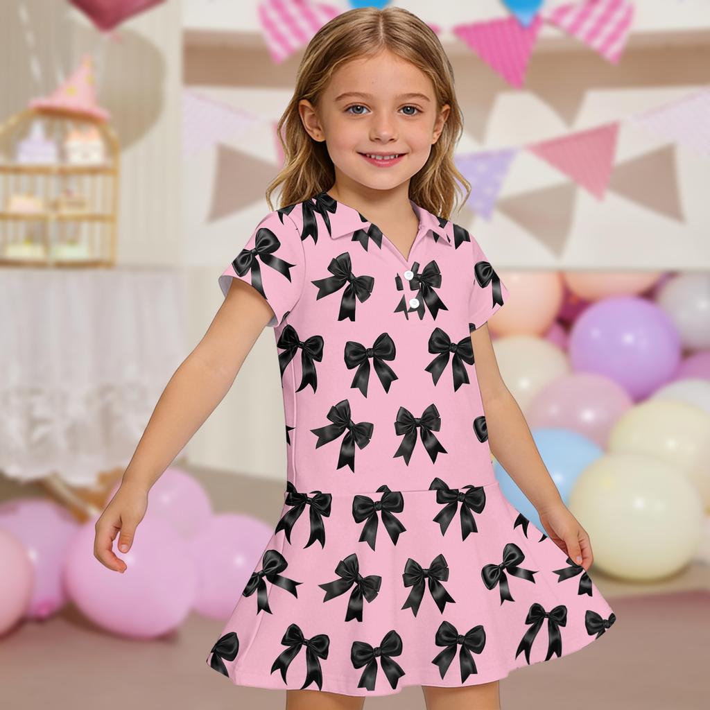 Kids' Dress - Short Sleeve Pocket Color Frock Kids' Collared Dress - Short Sleeve Pocket Frock