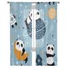 Slepping Pandas On Moons And Starry Sky Chiffon Sheer Curtains for Living Room Bedroom Decoration Window Voiles Tulle Curtain