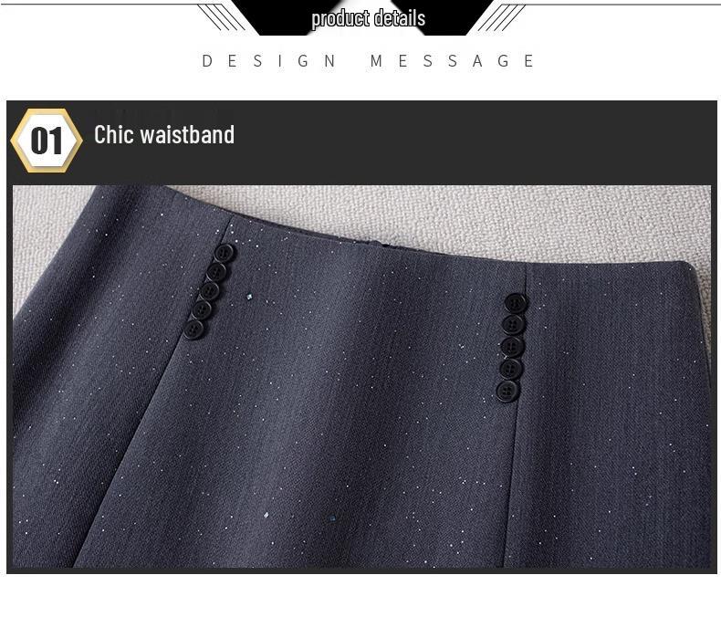 Women's Gray Sequin High-Waisted Mini A-Line Skirt - Spring/Autumn 2025