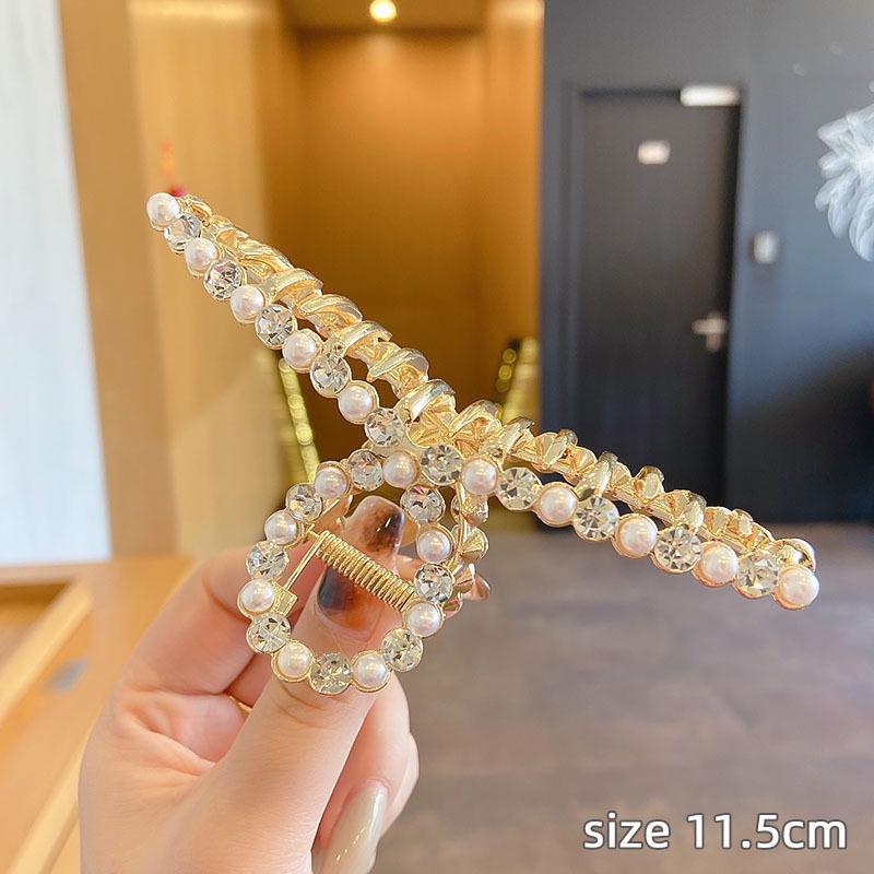 Luksusowy Metalowy Klips do Włosów dla Kobiet - Bardzo Duży Klips Rekinowy do Eleganckich Upięć