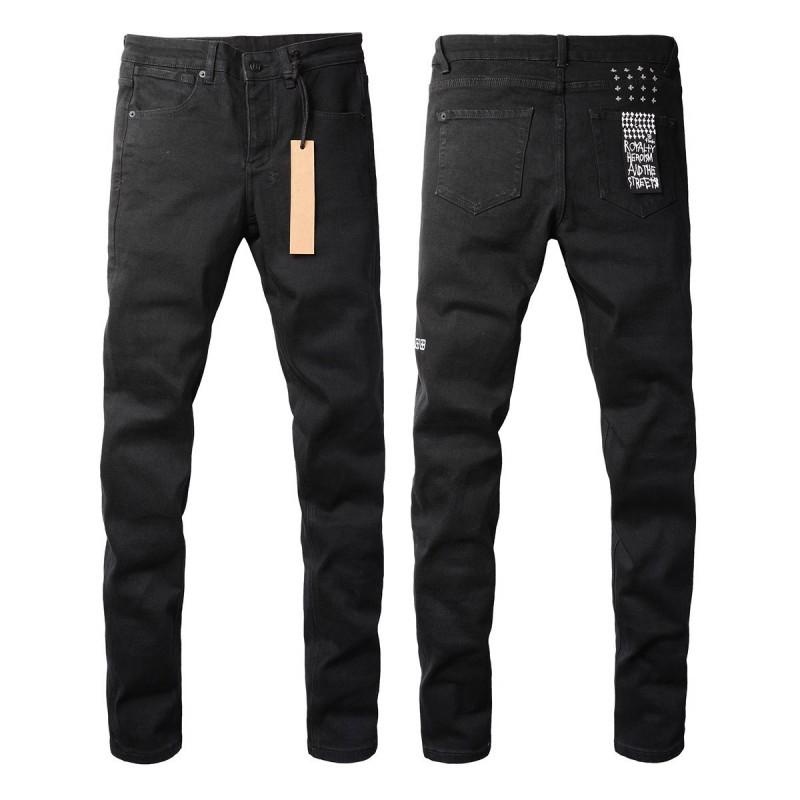 Mens Slim Fit Jeans Punk Style Distressed Printed Denim Pants Teens Casual Wear