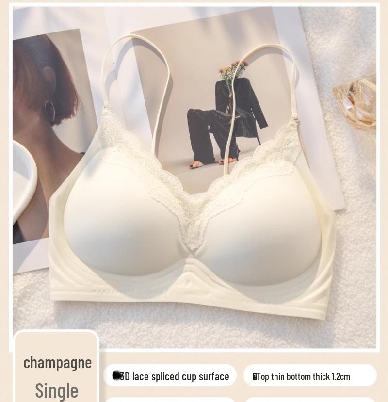 

Women s Summer V-Neck Lace Bra: Seamless, Anti-Sagging, Comfortable Straps L for 36/80 ABC шампанського