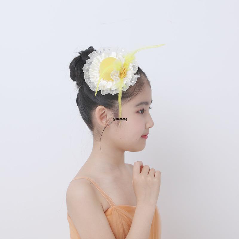 Girls' Performance Feather Flower Headpiece - Small Top Hat Hair Clip Accessory for Dresses