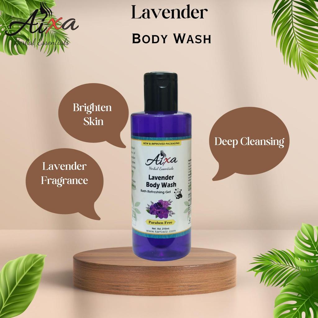 Herbigiri Khadi Lavender & Ylang Ylang Essential Oil Body Wash/Shower Gel, 420ml | Moisturizing Body Wash, Soft & Smooth Skin, Effective Cleansing,