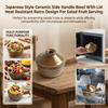 Ceramic Side Handle Bowl With Lid Heat Resistant Japanese Style Retro Design For Salad Fruit Serving