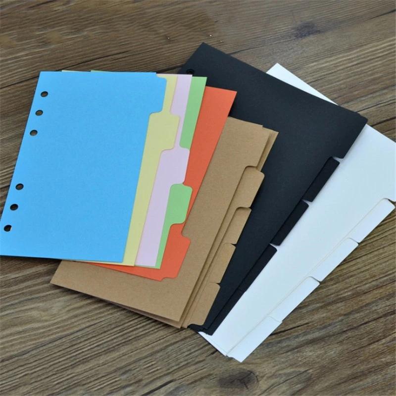 5 Pcs Tabbed Paper A5/A6 Notebook Scrapbook Index Tabs Planner Divider Pages With 6 Holes Back To School Back To School