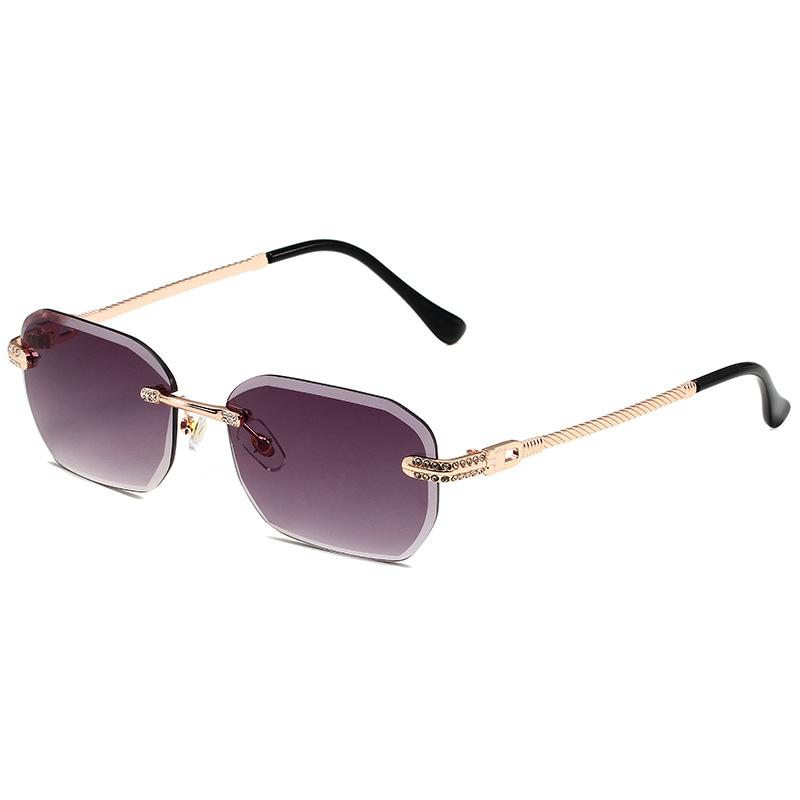 Women's fashion cut edge diamond rimless sunglasses Men's classic fashion brand driving glasses Trendy street wear accessories