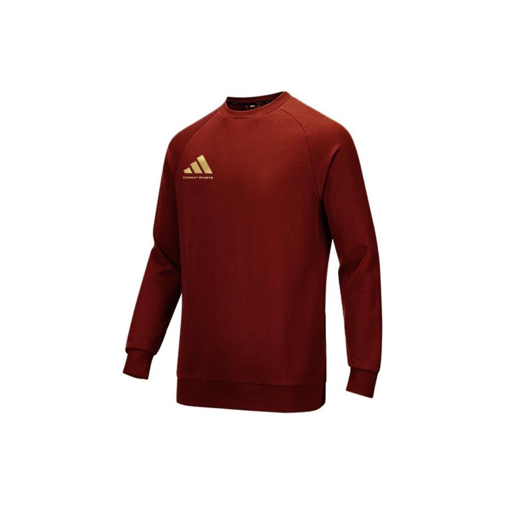 Adidas Logo Sportowy Fitness Casual Bluza z Okrągłym Dekoltem Unisex Bluza Czerwono-Złota ACLLSPS3CS-RG