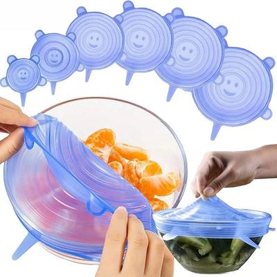 6pcs Silicone Cover Stretch Lids Reusable Durable and Expendable Lids Silicone Covers for Fresh Food Leftovers Keep Food Fresh