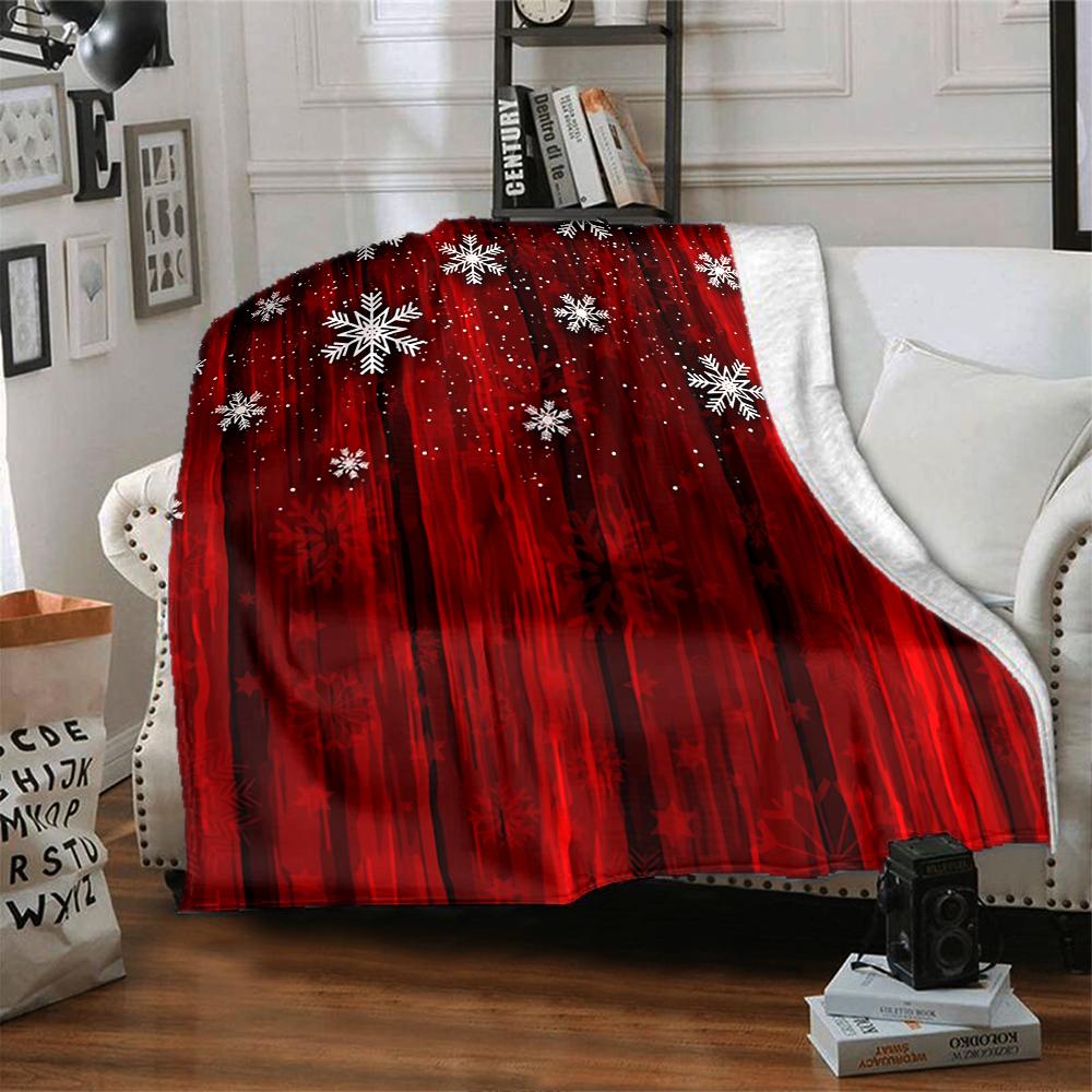 1Pc Winter Snowflakes Blanket Soft Throw Blanket For Home Bedroom Bed Sofa Travel Office Solid Christmas Blanket