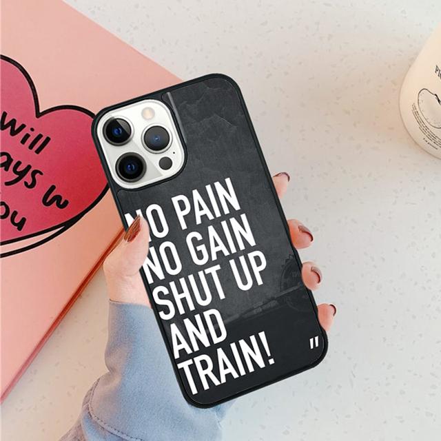

No Pain No Gain Gym Fitness Quote Phone Case For iPhone 17 Air 15 16 11 12 13 14 Pro Max Cover For iPhone 17 Air Max Plus Fundas iPhone 13