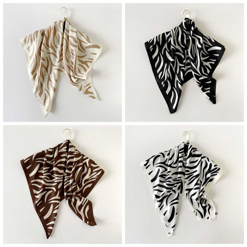 Patterned Shawl 90 CM Square Scarf Lightweight Printed Silk Scarf Stripes Square Headscarf  Women