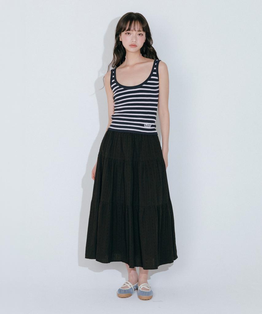 Mellotoli Dot Layered Long Skirt (2 Colors)