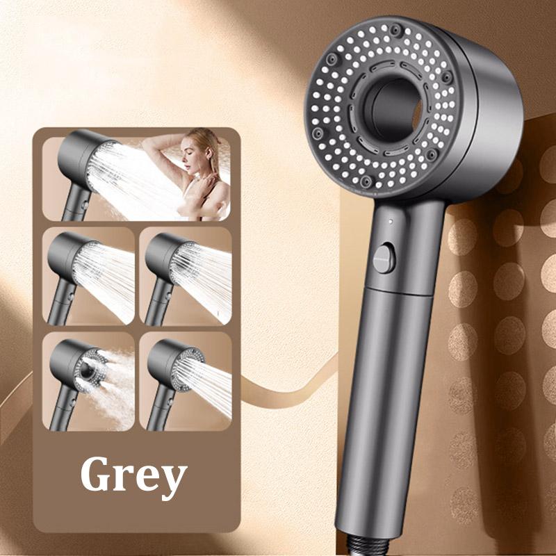 

Напорная полая душевая лейка, водонагреватель для ванной комнаты, универсальная, с большой площадью выхода воды, пятирежимный фильтр, душевой набор серый