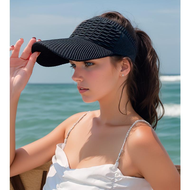 Fish Scale Knitted Visor Baseball Cap Women's Summer Sun Hat for Sports and Outdoors