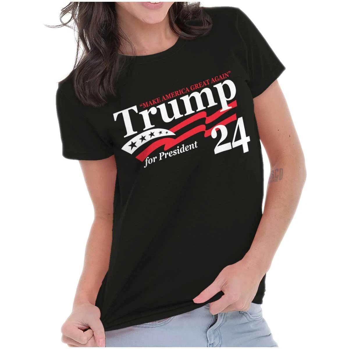 Donald Trump For President 2024 Campaign Womens Top Junior Graphic Tee S