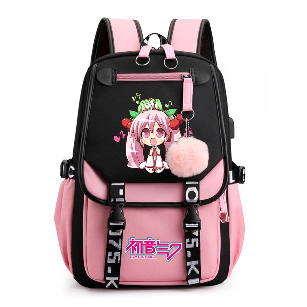 Anime Hatsune Miku Potisk Batoh Školní taška pro Teenagera Studenta Dívku Chlapce Taška na knihy Velká kapacita vodotěsný Cestovní taška Dárek Ruksak