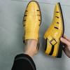 Fashion Fashion Crocodile Skin Pattern Design Luxury High-quality Men Loafers Comfort Bright Pointed Surface Hollow Breathable Sandals
