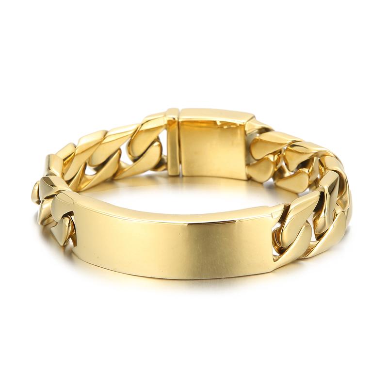 

18mm Width ID Hip Bracelet Men Stainless Steel 316L Fashion Jewelry 21cm