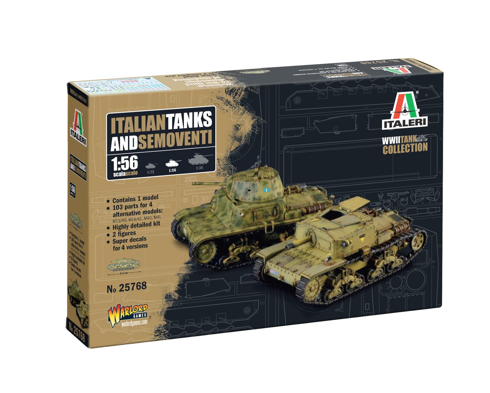 

Italeri WW2 Italy Carlo 2in1 Plastic Model IT25768 1/56 Armato/Semovente