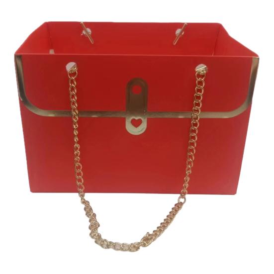 Papírová dárková krabička s květinami a kovovým řetízkem, kbelík na ukládání kytic, malá floristická kabelka, dárková řemeslná obalová taška pro svatební oslavu, Valentýna, narozeniny