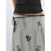 MD Summer Women's Clothing New Chinese Style Elegance Blooming Print Tied Waist Decoration over-the-Knee Skirt 5217897