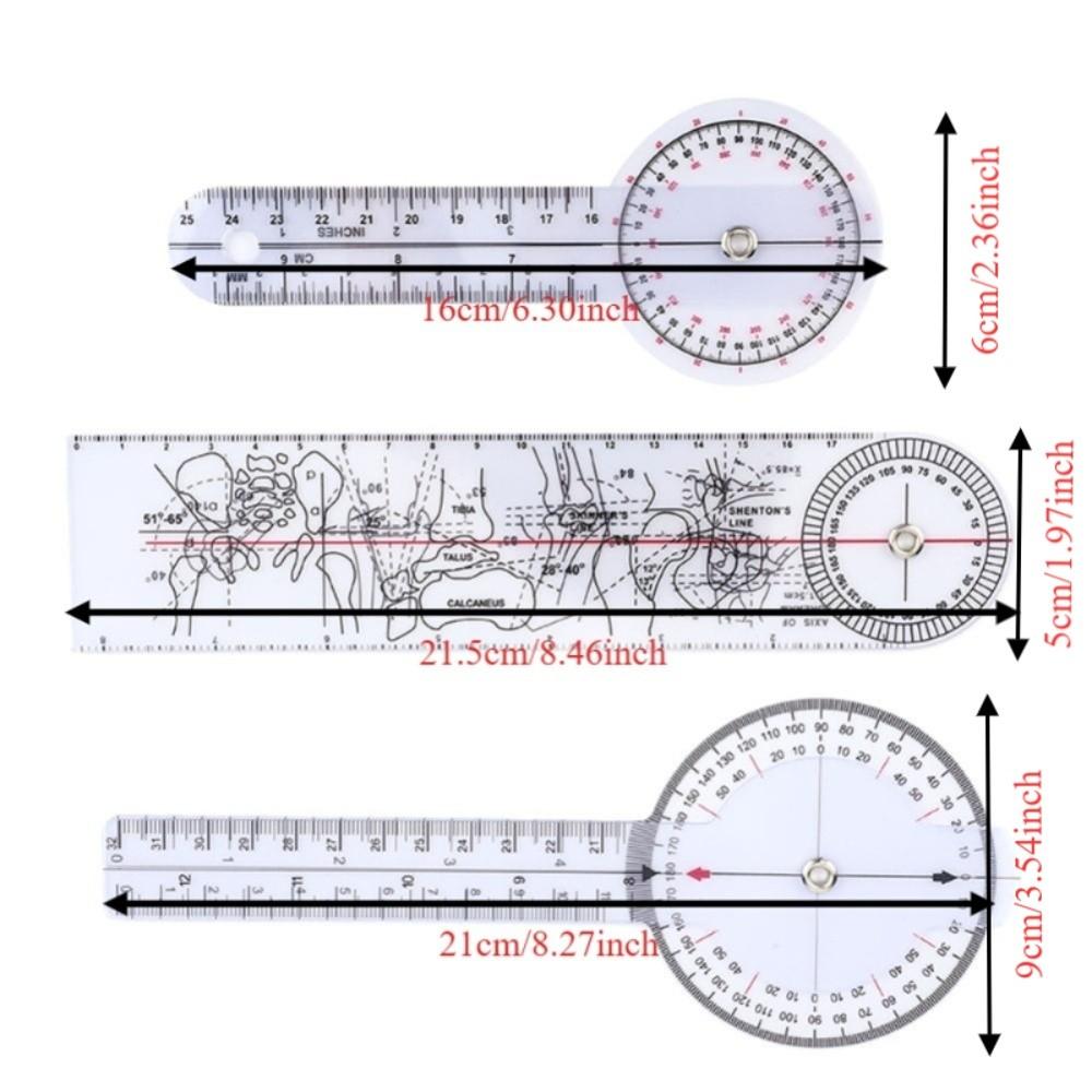 3 Stück Weißes Gesundheitswesen Goniometer 8 Zoll 3-teiliges Goniometer-Kit Goniometer-Set Physische Erholung