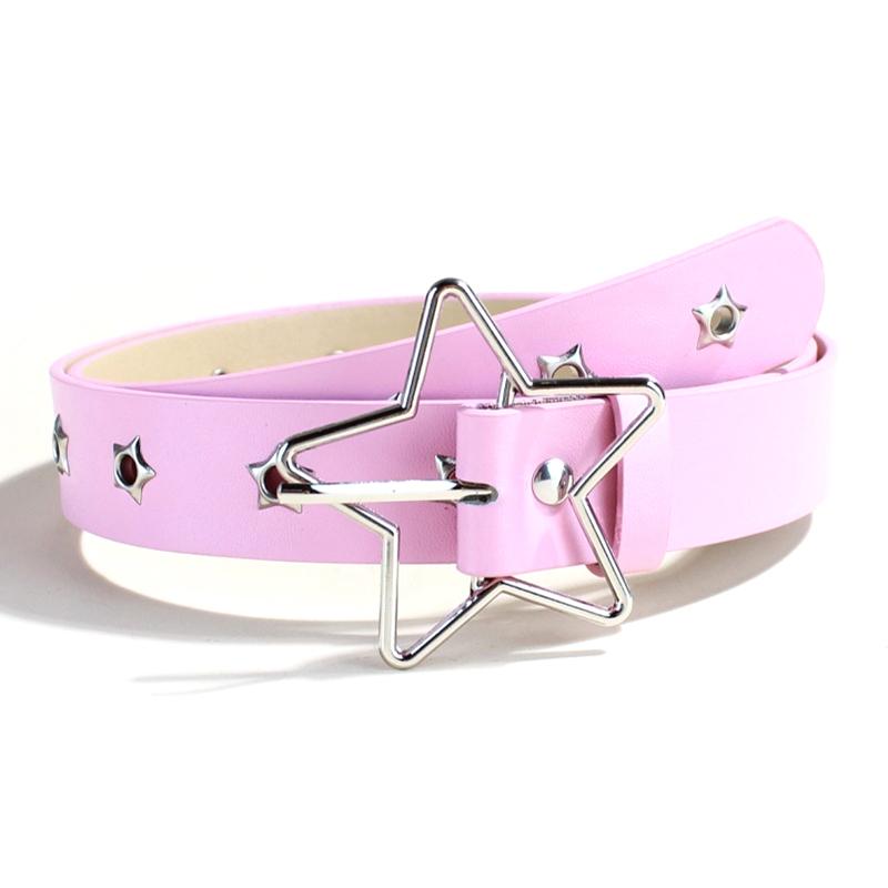 Vintage Belts For Women Punk Waistband Y2K Female Rivet Belt Pu Leather Pin Buckle Waistband Jeans Belt Pentagram Eye Rivet Belt