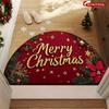 1Pcs Red Festive Semi Circle Welcome Doormat Non-Slip for Outdoor Patio Porch Kitchen Bathroom Entryway Floor Mat