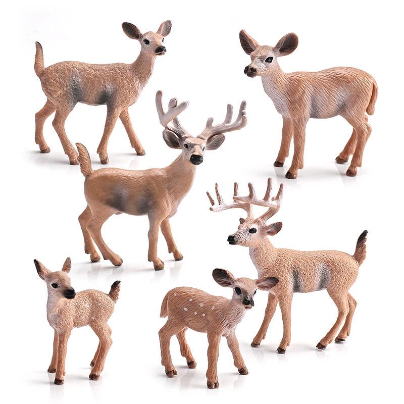 Simulated Christmas Reindeer and White-Tailed Deer Ornament Set