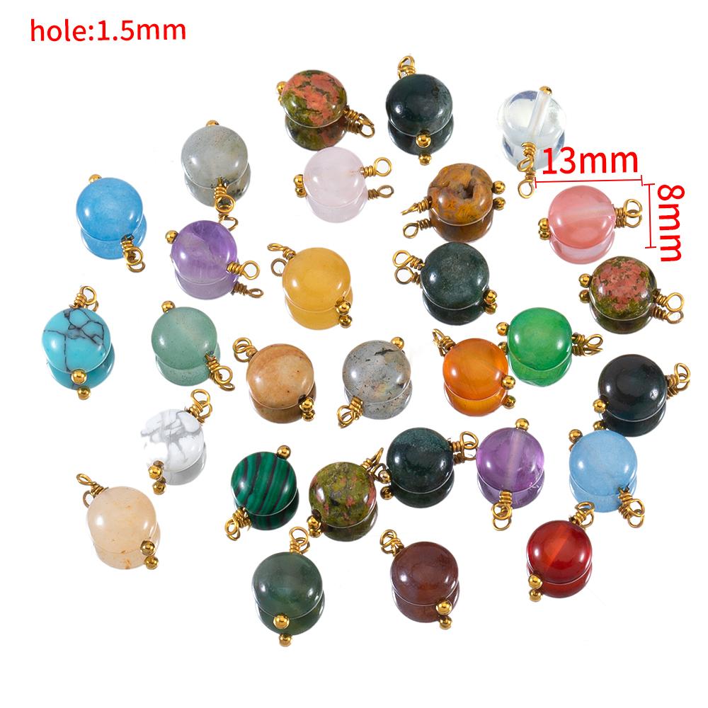 

10pcs Stainless Steel 8x13mm Ball Pin Random Pattern Natural Stone Pendant Charms DIY Dangles Earrings Necklaces Jewelry Making 10pcs