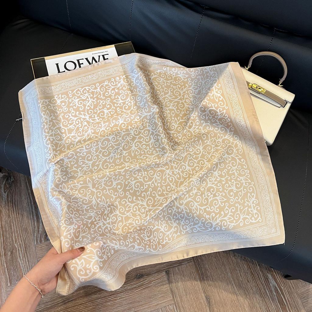 Geometric Colorblock Square Imitation Silk Scarf Women Satin Shawl Wrap Hijab Female Hair Band Luxury Headkerchief Echarpe