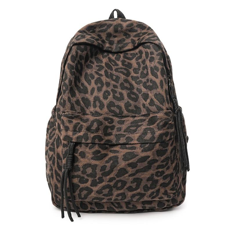 New Fashionable Leopard Print Backpack for Women, Versatile Casual Travel Backpack, Spicy Girl Style Backpack, Instagram Niche