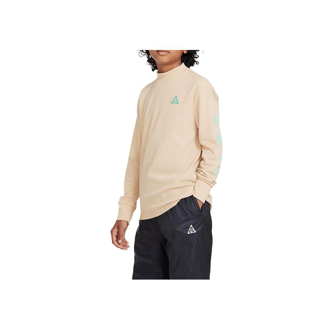 

Nike Fashionable Simple Pullover Round Neck Long Sleeve T-Shirt Kids Tops Beige DR6150-252 S