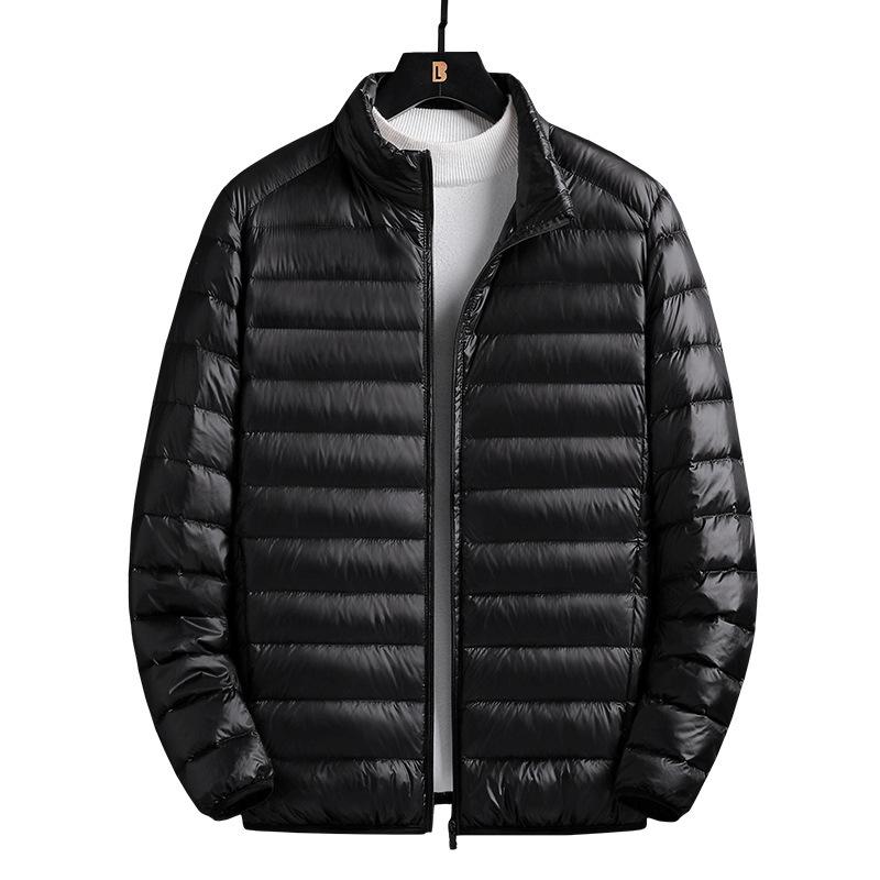Men's Lightweight Down Jacket 2024: New Style, Portable, Versatile, Large Size, Solid Color for Autumn/Winter.