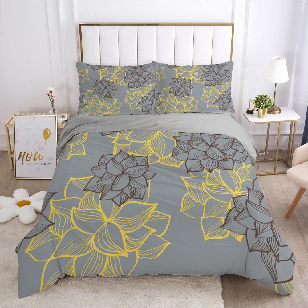 Zuhause 3D Digitaldruckmuster Bettbezug Kissenbezug Schlafzimmer Bettwäsche dreiteiliges Set Heimtextil