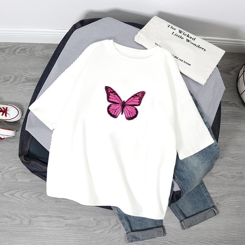 Übergroße T-Shirts Damen Schmetterlingsdruck T-Shirt Sommer Kurzarmshirt Harajuku Mode Grafik-Tops Damen T-Shirt Kleidung