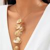 Vintage Gold Color Leaf Copper Wire Long Tassel Collar Chest Chain Necklace for Women Punk Party Choker Necklace Jewelry Gift