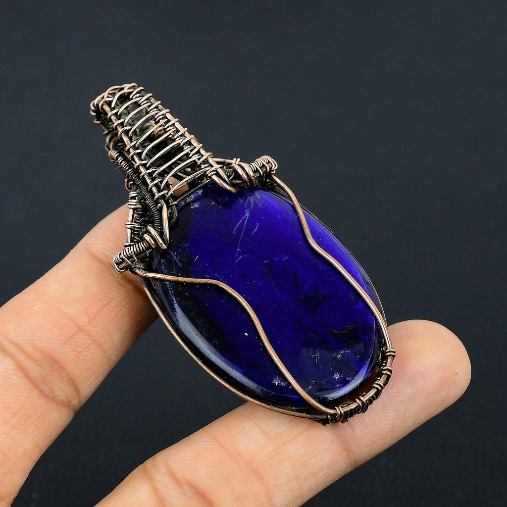 Blue Flash Labradorite Handmade Pendant, Natural Gemstone Jewelry, 999 Copper Wire Wrapped Pendant Jewelry, For Gift