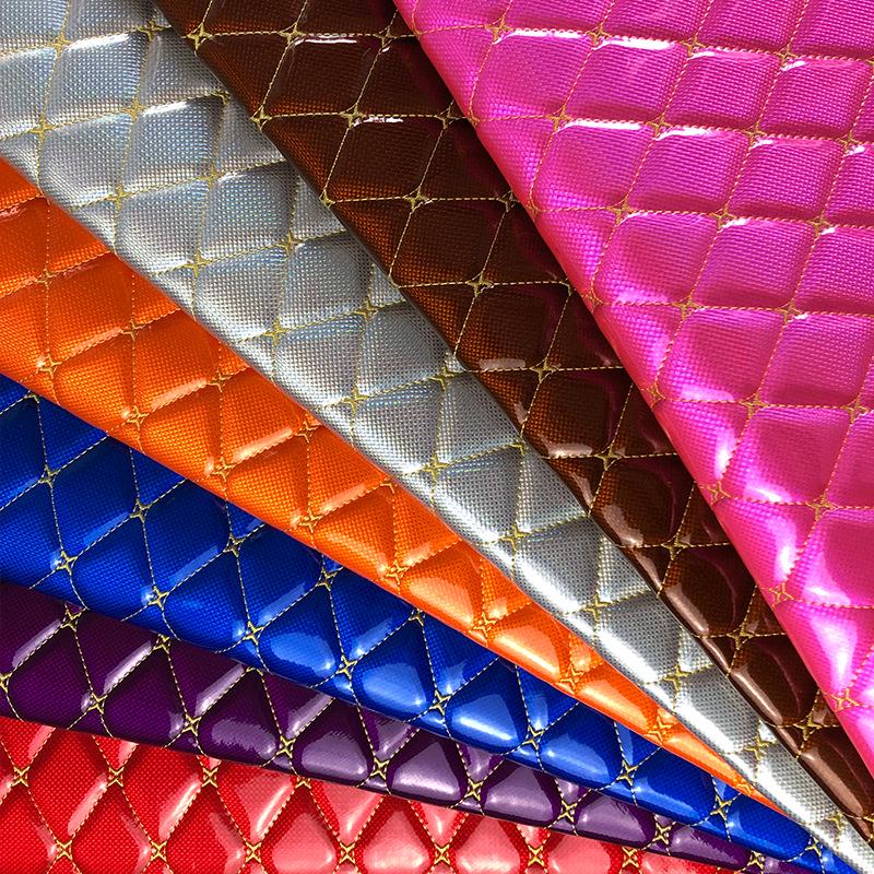 Diamond Pattern Quilted Computer-Embroidered Cotton Leather Textile