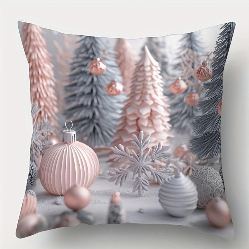 Růžové a šedé povlaky na polštáře s vánočním potiskem: Slavnostní dekorace pro váš domov pohovky, povlaky na polštáře do ložnice, sváteční dárky