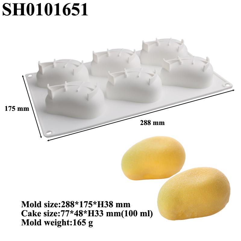 3D Fruchtmousse Silikon Kuchenformen: Birne, Apfel, Ananas, Pfirsich, Durian, Himbeere.