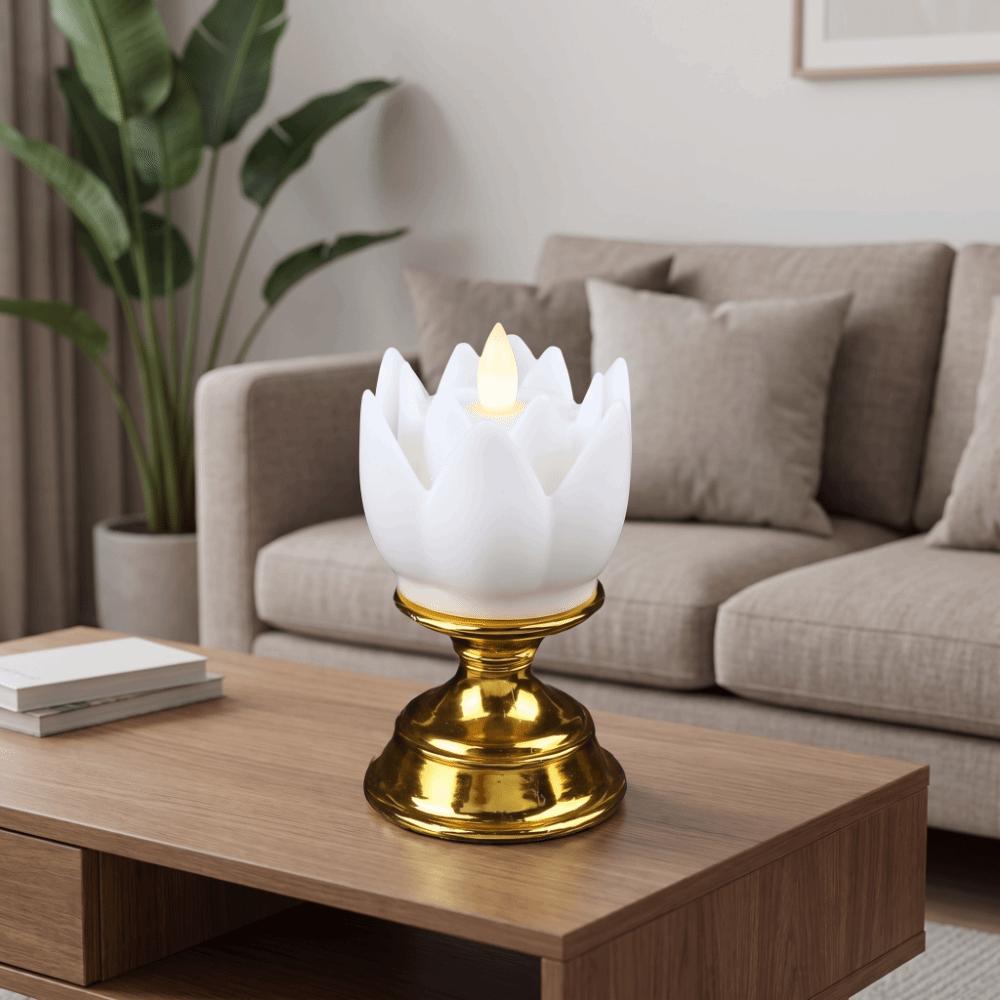Plastic Battery Powered Flower Shaped LED Table Lamp  Bedside Small Decorative Night Lamp