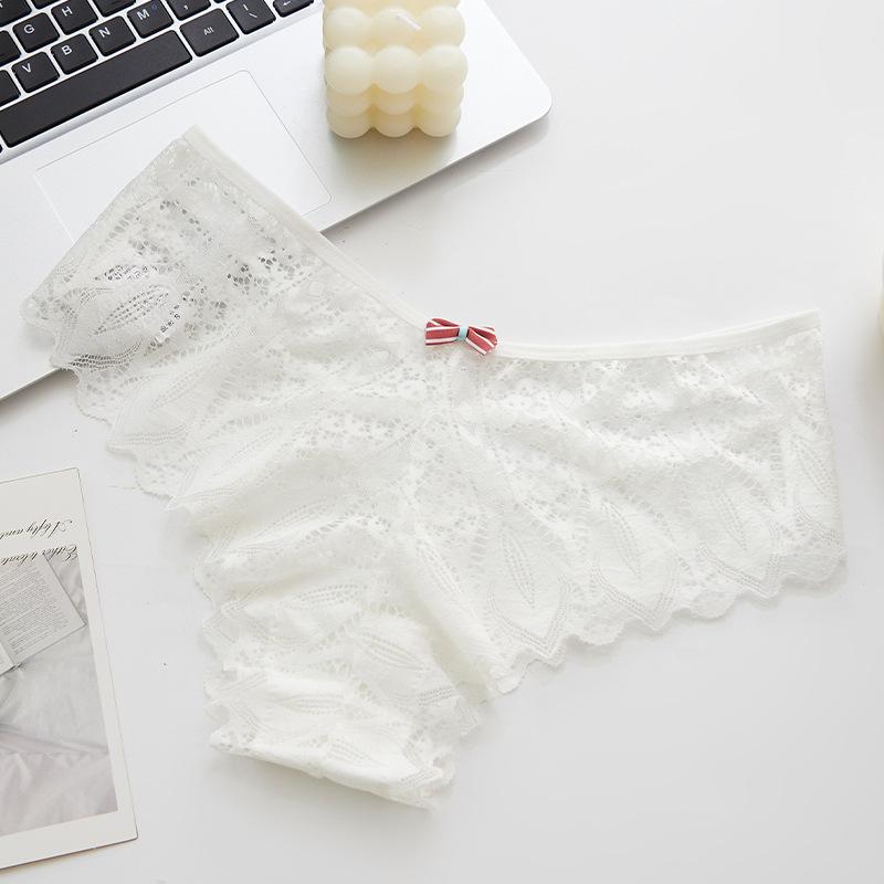 Mid-waist Sexy Cross-border Hot Sale Lace Women's Panties Bow Cross-strap European Beautiful Women's Briefs