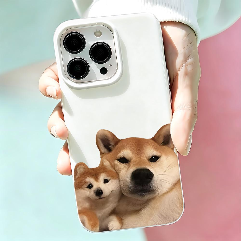 Phone Case For Iphone 16 11 Pro Max 15 Plus 17 Air 14 12 13 Two Shiba Inu White Lens Protection Anti Collision Phone Cover
