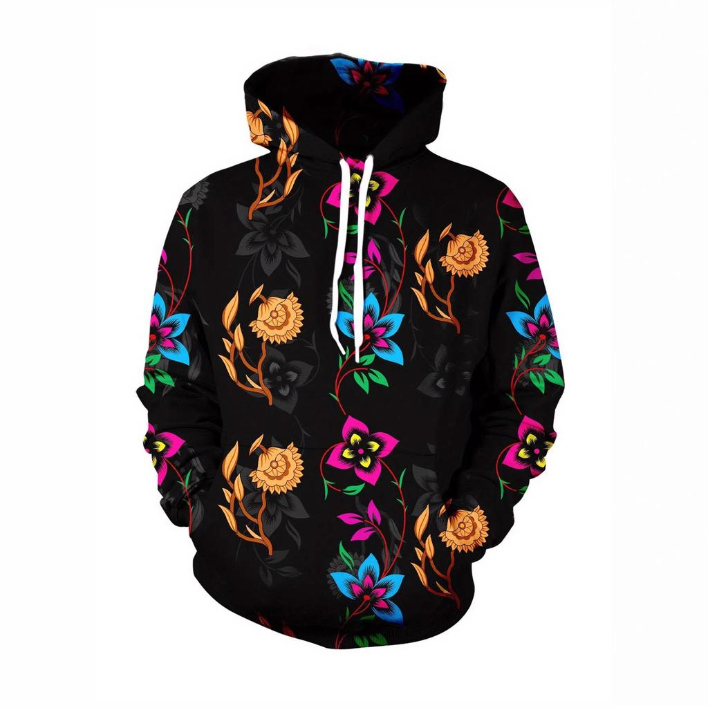 Autumn Winter Creative Colorful 3D Digital Printed Women's Loose Fitting Pullover Hoodies Fashionable Long Sleeved Hoodies