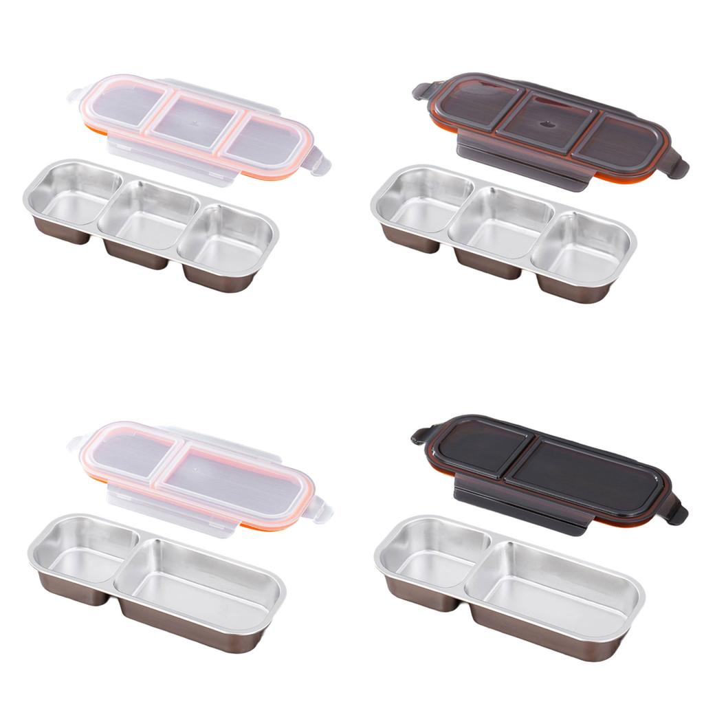 Stainless Food Container 3 Compartment With Resistant Lid Dishwasher Friendly Lunch Storage for Home Work Travel